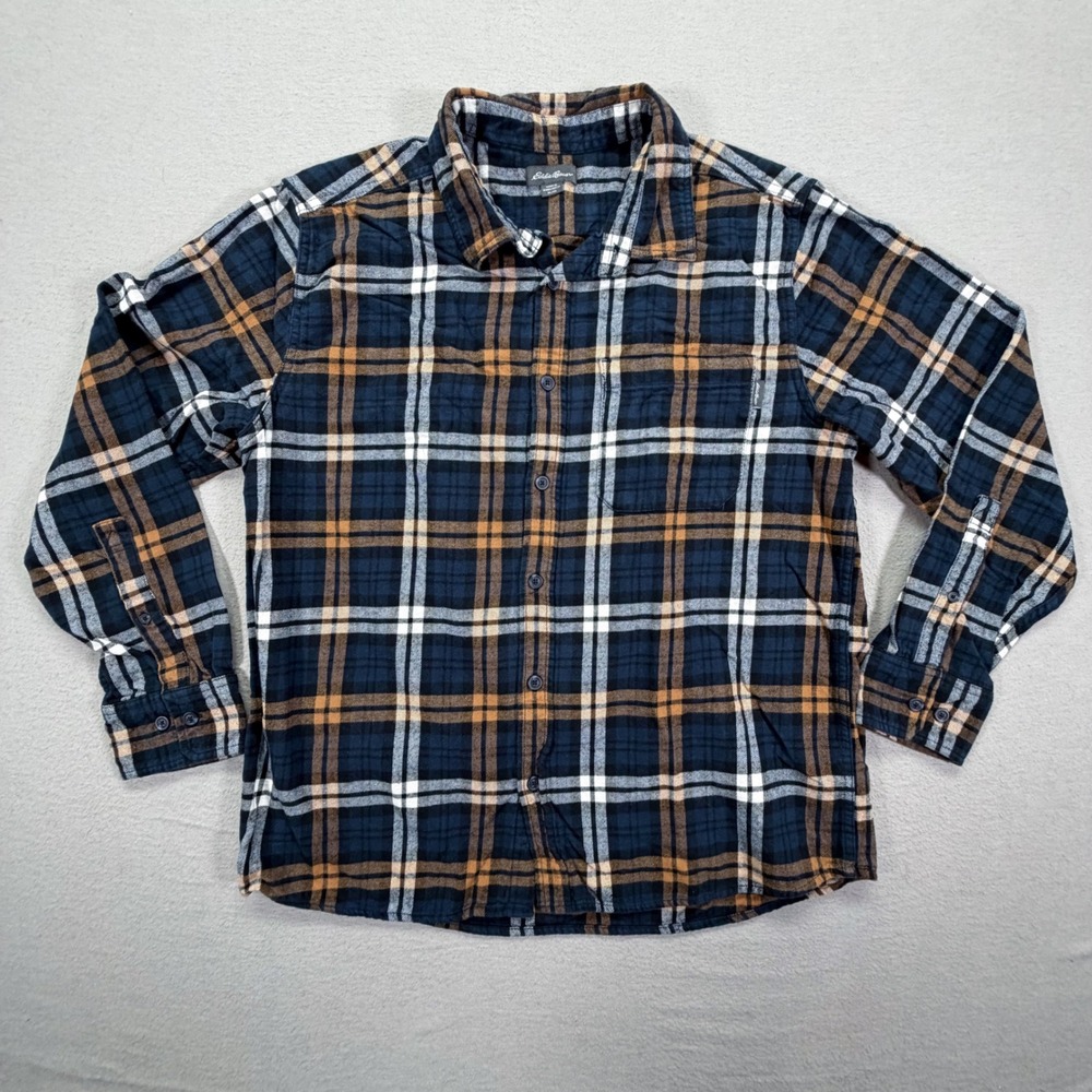 Eddie Bauer Mens Shirt Regular Blue Plaid Flannel Long Sleeve XL